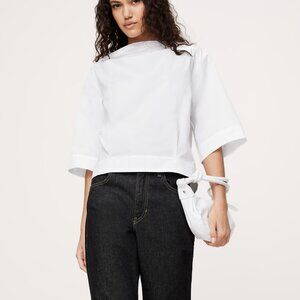 NWT!! Banana Republic White Oversized Cotton Poplin Boat-Neck Blouse Top XS
